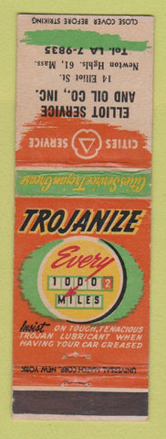 Matchbook Cover - Cities oil gas Elliot Service Newton Highlands MA WEAR