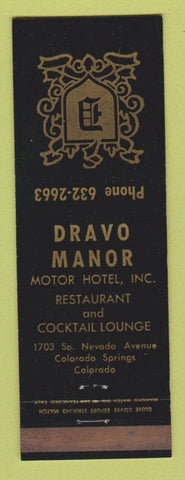 Matchbook Cover - Dravo Manor Motor Hotel Colorado Springs WEAR