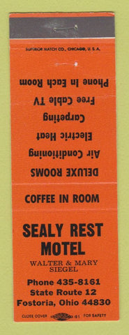 Matchbook Cover - Sealy Rest Motel Fostoria OH