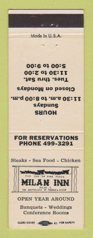 Matchbook Cover - Milan Inn OH Thomas Edison Birthplace