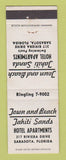 Matchbook Cover - Town and Beach Tahiti Sands Hotel Apartments Sarasota FL