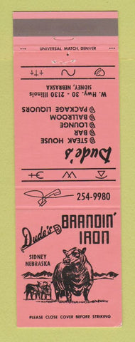 Matchbook Cover - Dude's Branding Iron Steak House Sidney NE