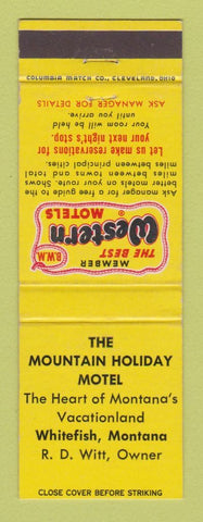 Matchbook Cover - Mountain Holiday Motel Whitefish MT Best Western