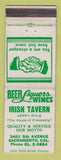 Matchbook Cover - Irish Tavern Jerry Ryle Sacramento CA
