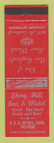 Matchbook Cover - Stony Hill Inn Motel Bethel CT