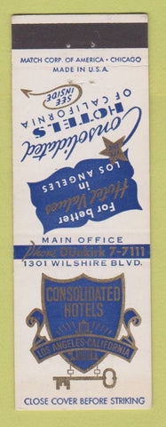 Matchbook Cover - Consolidated Hotels Los Angeles CA CHAIN