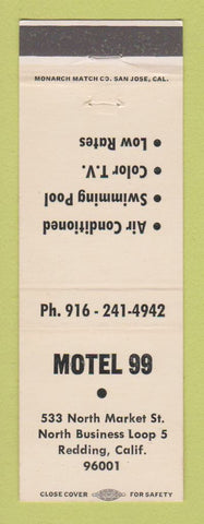 Matchbook Cover - Motel 99 Redding CA