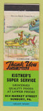 Matchbook Cover - Kistner's Super Service grocery Sunbury PA