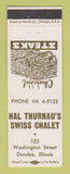 Matchbook Cover - Hal Thurnau's Swiss Chalet Dundee IL