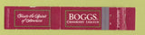 Matchbook Cover - Boggs Cranberry Liquor WEAR 10 Strike