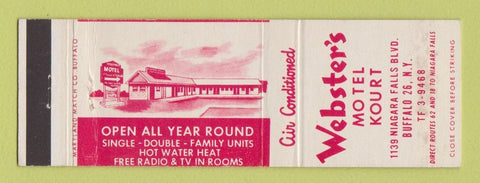 Matchbook Cover - Webster's Motel Kourt Buffalo NY WEAR