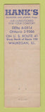 Matchbook Cover - Hank's Restaurant Waukegan IL