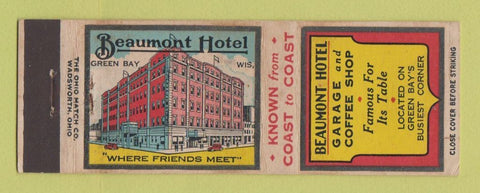 Matchbook Cover - Beaumont Hotel Green Bay WI
