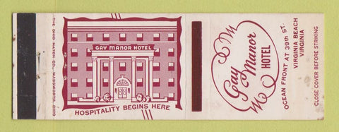 Matchbook Cover - Gay Manor Hotel Virginia Beach VA