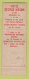 Matchbook Cover - Hotel George Mason Alexandria VA