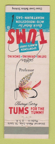 Matchbook Cover - Tums Antacid Fishing Fly Professor