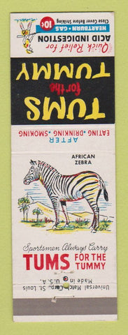 Matchbook Cover - Tums Antacid African Zebra