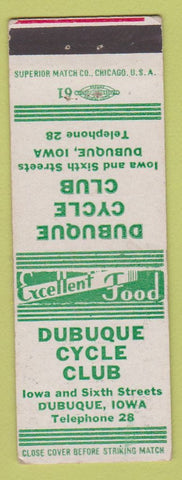 Matchbook Cover - Dubuque Cycle Club IA low phone # Patriotic