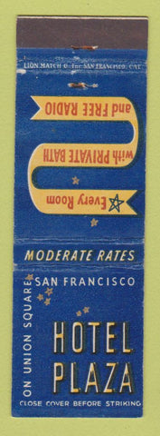 Matchbook Cover - Hotel Plaza San Francisco CA
