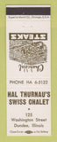 Matchbook Cover - Hal Thurnau's Swiss Chalet Dundee IL