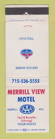 Matchbook Cover - Merrill View Motel WI Standard oil gas WEAR