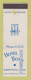 Matchbook Cover - Hotel Bond Hartford CT