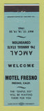 Matchbook Cover - Motel Fresno CA AMCAL Convention 1962
