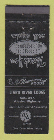 Matchbook Cover - Liard River Lodge YT? BA oil gas WEAR