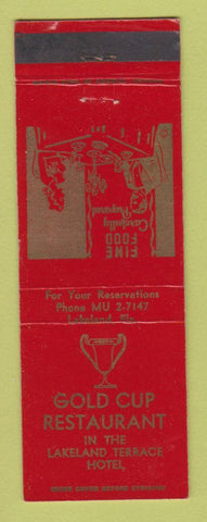 Matchbook Cover - Gold Cup Restaurant Lakeland Terrace Hotel Lakeland FL