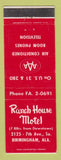 Matchbook Cover - Ranch House Motel Birmingham AL