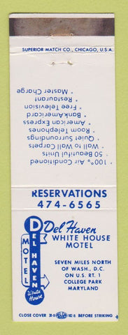 Matchbook Cover - Del Haven Motel Collge Park MD WEAR