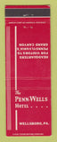 Matchbook Cover - Penn Wells Hotel Wellsboro PA