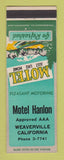 Matchbook Cover - Motel Hanlon Weaverville CA