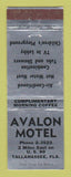 Matchbook Cover - Avalon Motel Tallahassee FL
