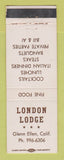 Matchbook Cover - London Lodge Glen Ellen CA