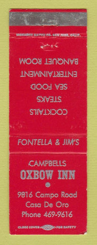 Matchbook Cover - Campbells Oxbow Inn Casa De Oro CA WEAR