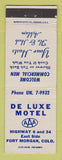Matchbook Cover - De Luxe Motel Fort Morgan Colorado