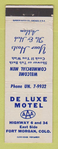 Matchbook Cover - De Luxe Motel Fort Morgan Colorado