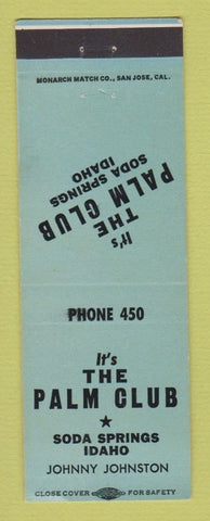 Matchbook Cover - Palm Club Soda Springs ID low phone # BLUE
