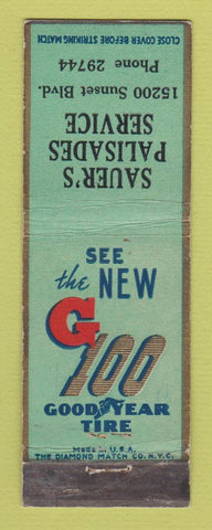 Matchbook Cover - Goodyear Tires Sauer's Palisades oil gas WEAR