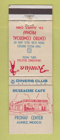 Matchbook Cover - Huizache Cafe Juarez Mexico Pronaf Center WORN