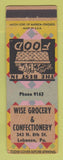 Matchbook Cover - Wise Groceyr Confectionery Lebanon PA