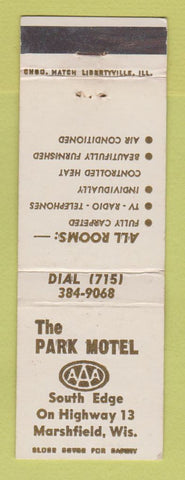 Matchbook Cover - Park Motel Marshfield WI