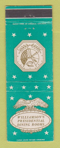 Matchbook Cover - Williamson's Presidential Dining Rooms