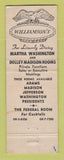 Matchbook Cover - Williamson's Presidential Dining Rooms