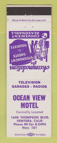 Matchbook Cover - Ocean View Motel Ventura CA