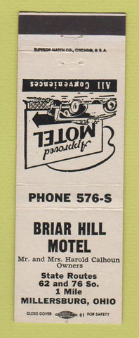 Matchbook Cover - Briar Hill Motel Millersburg OH