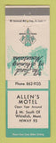 Matchbook Cover - Allen's Motel Whitefish MT