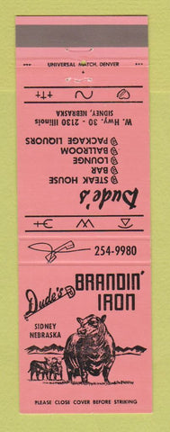 Matchbook Cover - Dude's Brandin Iron Steak House Sidney NE