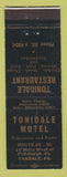 Matchbook Cover - Tonidale Motel Restaurant Oakdale PA